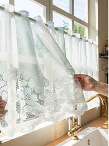 1pc Hang Rod Free Installation Floral Embroidered Half Short Curtain, Suitable For Bedroom, Kitchen, Living Room Home Divider - Multicolor - View 20