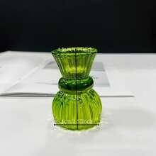 1pc Crystal European Candle Holder, Eerie, Autumn, Holiday, Christmas, Winter, Holiday, Festival, Christmas Decor, Christmas Decoration, Christmas Gift, Room Decor Candle Holder - Transparent/Green/Red Small Creative Candle Base - Small Skirt Dual-Use Candle Cup Romantic Dining Table Candle Holder Home Decor Christmas Decorations, Christmas Gifts