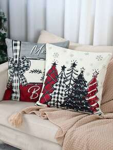 1 pièce Housse de coussin décoratif de Noël, motif rayé avec fermeture éclair, décorations de style ferme festives pour divers types de pièces, décoration de maison, décoration de bureau, décoration de fête à thème, décoration de Noël, coussins décoratifs de Noël Décorations de Noël Hiver