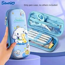 1 Stück Sanrio Großraum-Reißverschluss-Federmäppchen, Hello Kitty & Cinnamoroll Design, lila mit schwarzen Hasenohren, Cartoon-Thema Schüler-Organizer, Geschenk für den Schulanfang [Hinweis: Stifte und andere Utensilien sind nicht enthalten, nur das Federmäppchen]