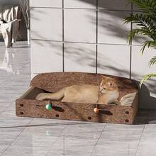 1pc Sofa-Shaped Cat Scratching Pad, 21.6 Inches (Approx. 55cm) Durable Felt With Bell Ball, Indoor Cat Lounge Bed Toy, Halloween & Christmas Gift - Felt Sofa 53 - View 3