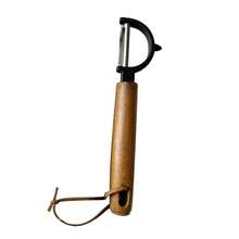 1 pieza Pelador de acero inoxidable y mango de madera de rosa, pelador multifuncional de frutas y verduras, pelador de patatas, rebanador