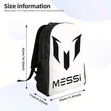 ZLIENSZUS Men's Minimalist Backpack - Everyday Backpack With Bold MESSI Lettering, Lightweight For College, Office, Travel - White & Black Accent Bag For Gym, Cafe, - Easy-Clean Design, Durable Zipper Closure - 如圖 - 查看 4