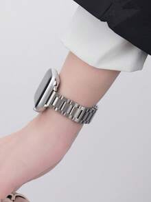 1条女士可调节时尚抗氧化不锈钢表带，兼容 38mm、40mm、41mm、42mm、44mm、45mm、46mm、49mm，兼容 Series 11/10/9/8/7/6/5/4/3/2/1/SE，智能手表表带，配件，情人节礼物和女士礼物，智能手表表带 - 銀色 - 查看 4