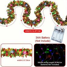 5米圣诞金属丝花环带LED灯 - 彩色流苏装饰树灯营造节日氛围，塑料材质，适合各种节日，不含电池 - 5米/16.4英尺-LED - 查看 6
