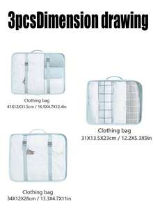 3/1pc Travel Bag Same Color Set, Large Capacity Clothing Storage Bag, Suitcase Storage Bag, Used To Organize Clothes Travel Storage Bag, High-End Multi-Functional Portable Storage Bag, Clothes Packing Bag, Foldable Waterproof Storage Bag, Suitable For Home Clothing Packing, Travel Multi-Classification Packing, - Multicolor - View 6