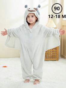 MICHLEY 1Pc Baby Cartoon Animal Form Flannel Cute Sleeping Bag Long Sleeve Zipper Hooded Comfortable Children's One-Piece Pajamas Unisex Baby Products Suitable For Living Room,Halloween,Party Wear