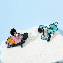 SPONGEBOB 1/2 Pcs Classic Anime SpongeBob SquarePants Brooch Set Cute Patrick Star Enamel Pin Backpack Clothing Jewelry Metal Badge Accessories Gifts