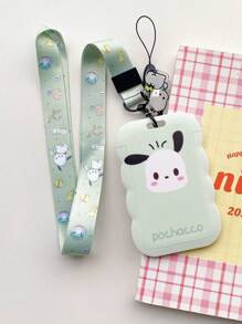 1pc Lanyard ID Card Holder, Curved Edge, Can Hold ID Card, Metro Card, Pass Card, Suitable To Hang On Student Backpack