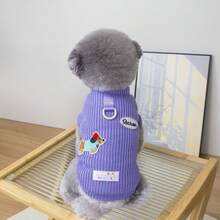 25pcs Korean Style Pet Sweaters, Dog Clothes, Animal Vest, Thermal Lined Knitwear, Cat Apparel, Dog Outfits, Cartoon Animal Casual Wear, Plush Pet Clothes, New Autumn/Winter Collection, Cartoon Embroidered Leg Wear, Casual Wear, Leash Buckle Fleece Jacket, New Autumn/Winter, Cat Autumn Clothes - Khaki - View 6