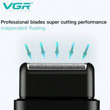 VGR 电动剃须刀，便携式旅行电动剃须刀，男士往复式剃须刀，V-390，黑色，带盒 - 黑色 - 查看 6