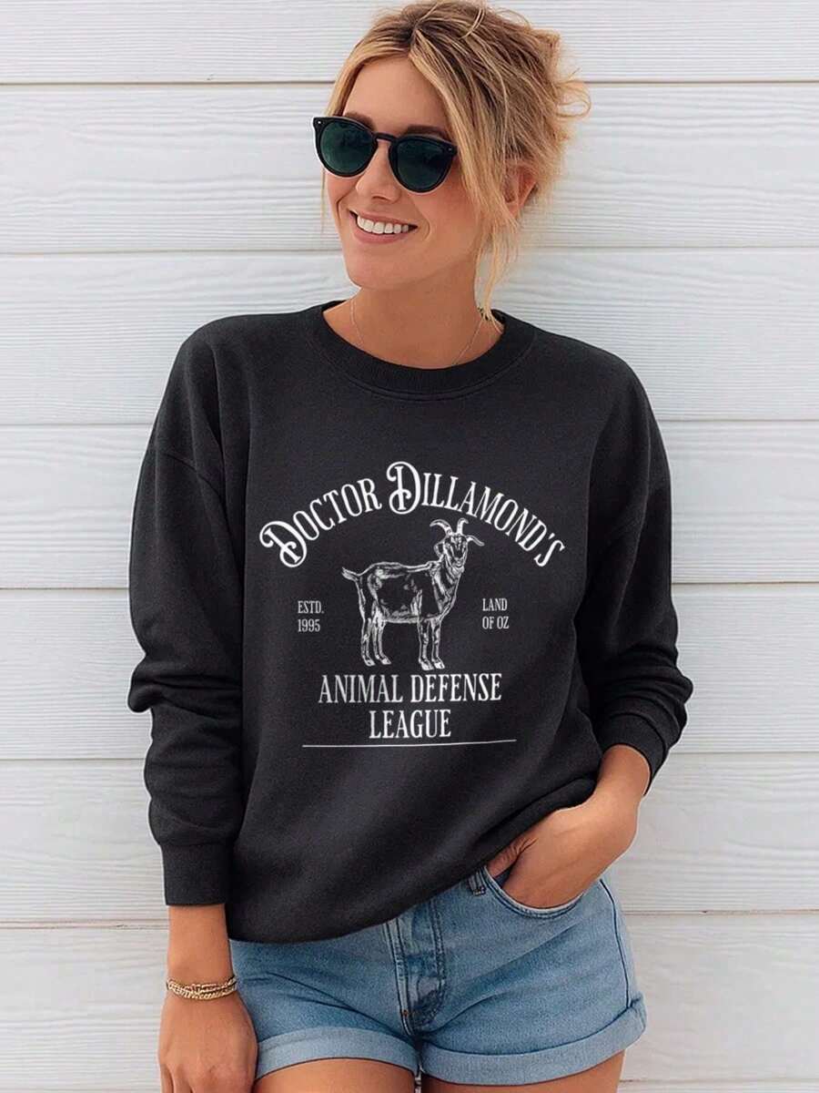 Sweatshirt For Women, Doctor Dillamond Animal Rights Unisex Tshirt, Wicked The Musical Movie,  Defying Gravity, Changed For Good TeeClothing For Autumn And Winter Seasons - 黑色 - 查看 1