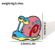 SPONGEBOB 海绵宝宝 1/5 件创意海绵宝宝卡通胸针套装个性化盖瑞蜗牛珐琅别针背包服装首饰金属徽章配饰礼物 - 均碼 - 查看 2