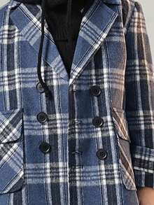 Abrigo de estilo británico a cuadros para niños preadolescentes, ropa de abrigo larga para otoño/invierno