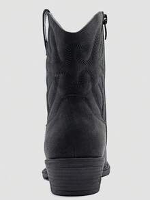 GLOBALWIN Square Toe Cowboy Boots For Women Western Boots With Low Heel Ankle Boots Cow Girls Outfits Women Fall Winter Spring Boots - 黑色 - 查看 6