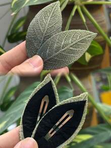 1 女士绿叶刺绣发夹，甜美侧夹，女士配饰/发饰，森林风格复古鳄鱼发夹爪夹发夹发夹，学校用品 - 彩色 - 查看 14