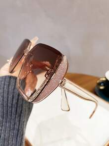 1pc Women's Vintage Square Frame Plastic Fashion Glasses , Suitable For Outdoor Travel And Street-Style Square Shape Shades - Multicolor - View 4