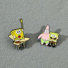 SPONGEBOB 海绵宝宝1/2件创意动漫海绵宝宝胸针创意派大星翻领别针金属珐琅徽章饰品背包服装配饰节日礼物圣诞节 - 均碼 - 查看 4