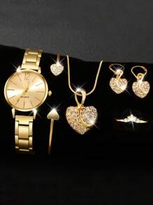 2PCS Digital Small Disc Girls Quartz Watch With Bracelet Is Perfect For Daily Wear, Back-To-School Season, Thanksgiving, The Best Gift For Couples