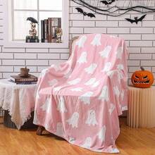 Halloween Ghost Blanket Single -Sided Ghost Wool Throw Blanket Lightweight Comfortable Soft Warm Blanket, Suitable For Home, Camping, And Halloween (Black), Cozy Soft Flannel Blanket & Suitable For Birthday Anniversaries, Valentine's Day, Thanksgiving, Christmas, Halloween, Wedding, New Year Gifts Provide Personalized Ideal Gifts For Her, Him, Family Members, Boyfriends, Girlfriends, Fathers, Family Members, Mothers, Lovers, Daughters, Sons, Grandfathers, Grandmothers, Friends, Classmates And Pets. Sofa, Bed, Car, Bedroom, Living Room, Office, Outdoor Camping, Beach, Wall Decoration, Bedroom Decor,  Halloween Blanket, Fall Decor, Fall Decorations For Home, Christmas Party Theme Blanket, Christmas Decor, Office Decoration - Nhiều màu 23 - Xem 2