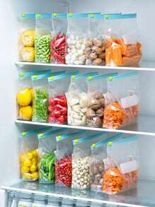 30个/20个自封保鲜袋，适用于冰箱冷冻室的密封可重复密封袋，用于水果蔬菜食品储存、家居装饰、派对和圣诞节储存的厚塑料袋 - 白色 - 查看 2