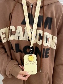 1pc Lanyard ID Card Holder, Curved Edge, Can Hold ID Card, Metro Card, Pass Card, Suitable To Hang On Student Backpack