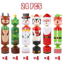 24 Stück Weihnachtsknaller Geschenkboxen mit Weihnachtsmann, Nussknacker, Schneemann, Rentier Muster, Cartoon Weihnachtsform Süßigkeiten Geschenkverpackung für Partyfavors, Weihnachtsdekoration, Weihnachtsgeschenke