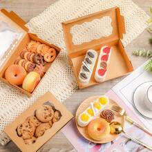 30个牛皮纸烘焙盒，带透明窗口，食品包装盒，小型零食容器，适用于饼干、蛋糕、糖果 - 非常适合甜点、马卡龙包装盒、新年糖果包装盒、婚礼、生日、圣诞节、感恩节、情人节、母亲节、家庭食品包装纸盒、甜点包装盒 - 彩色 - 查看 6