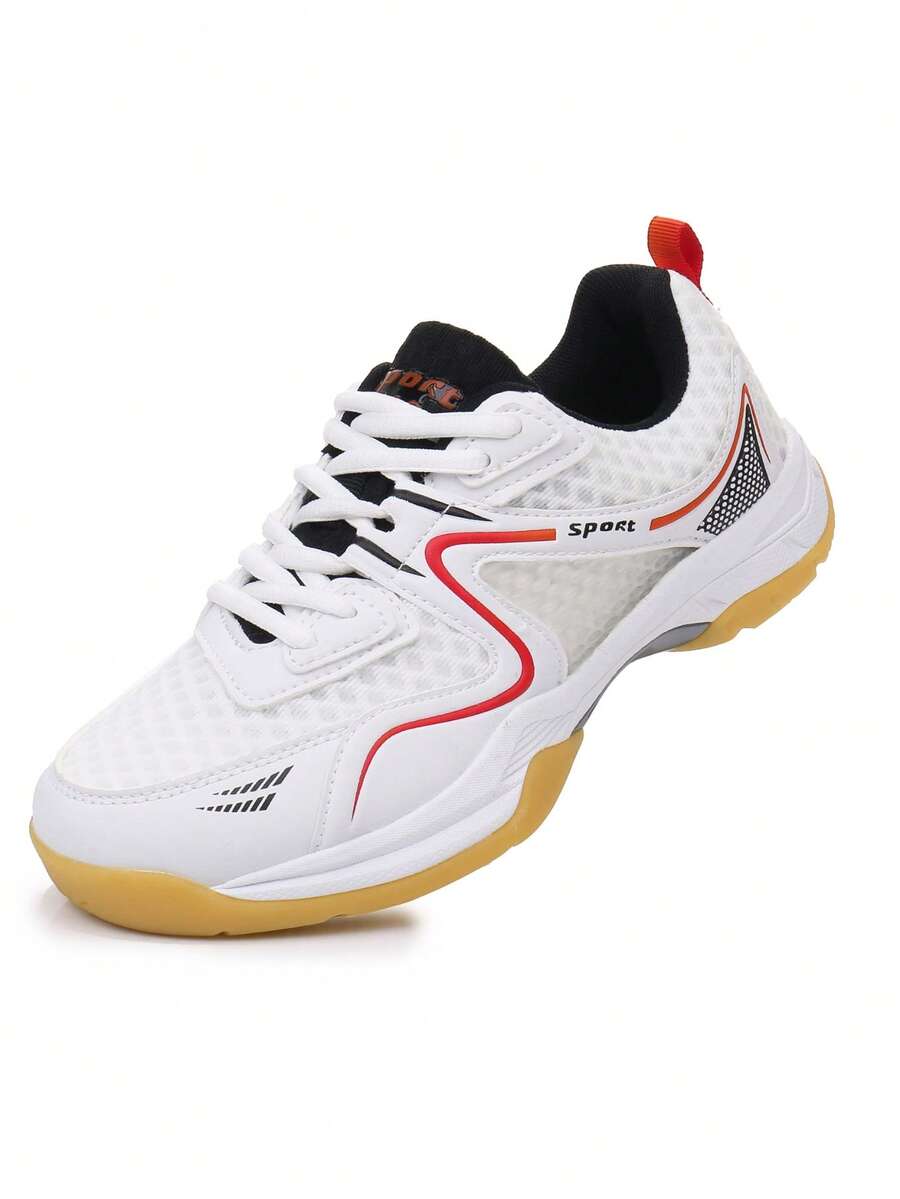 Rubber Sole Non-Slip Sports Shoes For Men & Women, Suitable For Badminton, Volleyball, Tennis, Table Tennis, Running, Travel - Red - View 1
