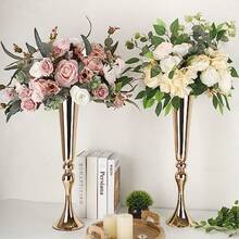 2 Pcs 22 Tall Gold Vases Metal Flower Arrangement Stand Versatile For Centerpieces Decoration For Table Party Wedding - 金色 - 查看 6