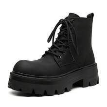 Carbon Black High Tube Men's British Thick-Soled Chelsea Boots Motorcycle Chimney Boots  Ankle Boots - trắng - Xem 7