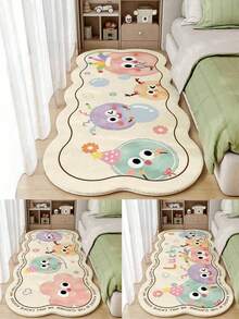 1 pieza Alfombra de dibujos animados, Alfombra de piso junto a la cama, Alfombra de piso linda, Alfombra de imitación de cachemira, Alfombra de piso para sala de estar, Alfombra resistente a las manchas y fácil de mantener para dormitorio, Adecuada para usar en dormitorio, junto a la cama y decoración navideña de la sala de estar