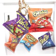 Creative Realistic Potato Chip Snack Bag Keychain Pendant Bag Accessories Lanyards With Id Holder Car Accessories Bag Charms