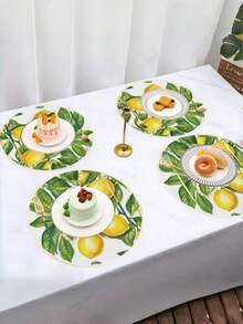 2/4/6 件柠檬餐垫，15 英寸夏季餐桌垫，编织耐热餐垫，适用于厨房餐厅室内室外