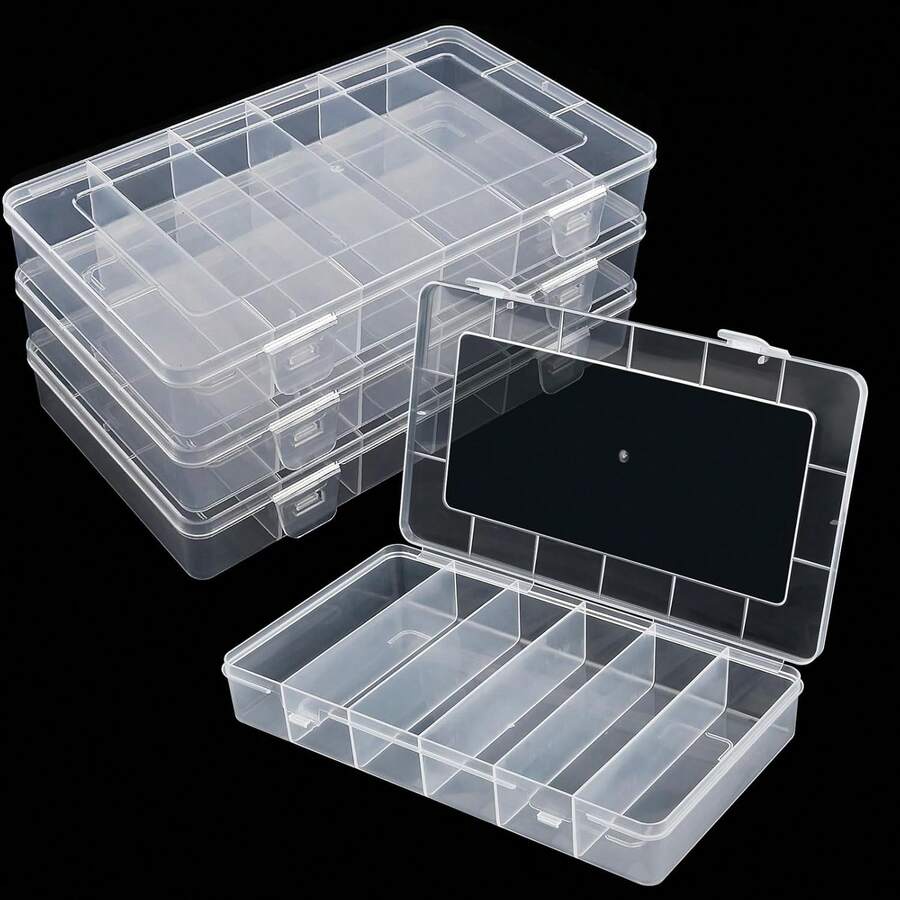 1/2/4 Pcs 6 Grids Tackle Box Organizer, Plastic Organizer Box, Compartment Storage Box, Small Items And Craft Organizer For Lure Bait Hooks Storage Screws Nail Pins
