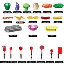 迷你厨房玩具套装，烹饪角色扮演玩具，适合 3-8 岁男孩女孩，包含逼真的食物和厨房用具配件，帮助孩子学习和培养想象力。 - 彩色 - 查看 5