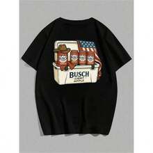 [Premium Printed T-Shirt]4th Of July Bush Light-Colored Apple T-Shirt – Unisex Shirt, Vintage Shirt, Popular , Men's Top, Men's Cotton T-Shirt-- | Exquisite Design |   Loose And Comfortable |   Easy To Match | - 黑色 - 查看 5