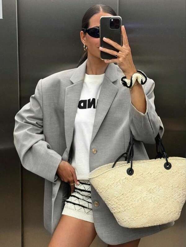 1 قطعة بدلة رسمية ذات لون واحد، للارتداء اليومي، خريف/شتاء