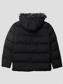 Men's Casual Solid Color Hooded Warm Padded Coat, Fashionable And Versatile For Sports, Commuting And Daily Wear, Winter , Fall