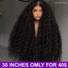 34 英寸折扣水波卷发 13X4 前蕾丝假发混合发杰瑞卷发自然色黑色卷曲 200% 密度透明蕾丝自然发际线婴儿头发适应混合发假发无胶（8-34 英寸）鲍勃假发 8-16 英寸 - 自然色&黑色系 - 查看 2