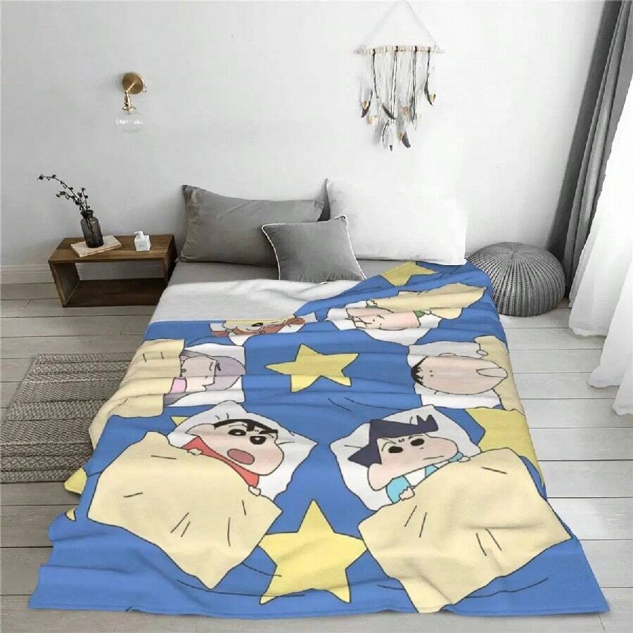 Crayon-ShinS Cartoon ChanS Anime Blankets Fleece All Season Portable Soft Throw Blankets For Bed Outdoor Bedspread.Jpg