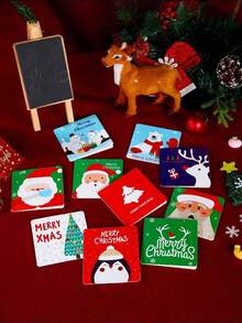 20/40/60 Pcs Mini Christmas Cards, Various Holiday Designs, Suitable For Family And Friends Holiday Note Cards, 2.7x2.7 Inche Christmas Cards Holiday Greetings Small Cards Mini Cute Cartoon Message Thank You Card Christmas Gifts (Mixed Random) - Multicolor - View 8