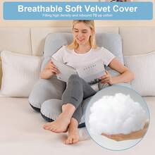 Pregnancy Pillow, J-Shaped Full Body Pillow, Nursing Pillow, Support And Pregnancy Pillow For Pregnant Women With Removable Cover - 灰/黑 - 查看 4