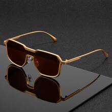 1 Piece Unisex Punk Style Large Frame Polygonal Fashion Glasses Stylish Daily Accessory 2026 Mother's Day Best Unique Heartfelt Sentimental Gift Surprise For Mom Mommy Mum Grandma - 黑色 灰色 - 查看 3