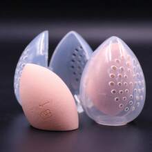 1/2 Piezas Caja de almacenamiento duradera para esponjas de maquillaje, Caja de almacenamiento para huevos de belleza, Caja de almacenamiento para esponjas de maquillaje, Caja de almacenamiento para polvos de huevo de maquillaje, Caja de almacenamiento transparente para polvos cosméticos - Transparente, Caja de almacenamiento a prueba de humedad, Diseño con patrón - Fácil de transportar, Ideal para viajes, Caja de almacenamiento de belleza perfecta para cosméticos