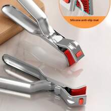 1 件加厚防滑不锈钢耐热夹，升级防滑夹口，不锈钢材质，家用必备防滑耐热夹，适用于蒸锅、烤箱、烘焙食物、盛放热碗碟