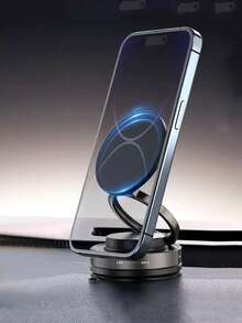 1 件 360° 旋转真空吸盘磁性车载手机支架，多功能仪表盘挡风玻璃导航支架，可折叠旋转手机支架 - 彩色 - 查看 5