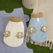 2 piezas Ropa de animal nueva para otoño/invierno, abrigo acolchado y abrigado, ropa para gato/perro, chaqueta cortavientos, ropa de algodón para gato, ropa de animal, ropa abrigada para gato, ropa con estilo británico con correa, pantalones babero nuevos y lindos, ropa abrigada para otoño/invierno