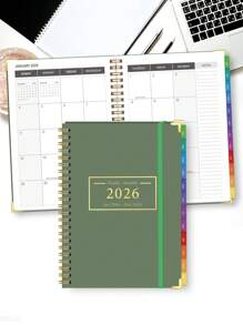 2026学年周/月计划日历，1月至12月，A5极简主义月/日计划笔记本，带联系人、月度标签、笔记和内袋，返校用品，办公桌配件，2026新年礼物