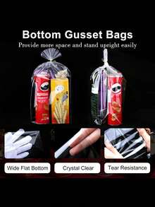 50/100个透明三角玻璃纸礼品袋，配金色扭绳，可重复使用的塑料礼品包装，适用于马克杯、甜点、松饼、面包、巧克力、透明面包袋、塑料袋、饼干袋、糖果袋，适合作为零食礼品、生日派对礼物、圣诞礼品袋。 - 彩色 - 查看 6